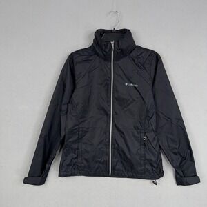Columbia Jacket Womens Small Black Lightweight Full Zip Windbreaker Coat